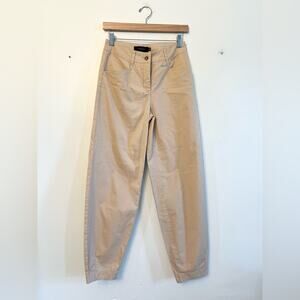 Finn Flare barrel leg trouser 100% cotton tan tapered leg pants fall academia XS